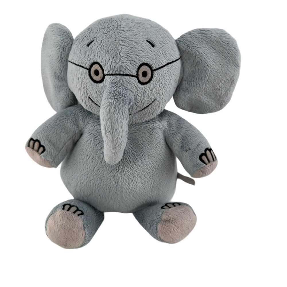 Elephant‎ Plush By Yottoy 11" Gray Gerald Stuffed Toy Mo Willems book Glasses